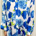 INNOCENT FLORAL-BLUE SATIN SHIRT O/S