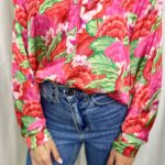 INNOCENT FLORAL-FUCHSIA SATIN SHIRT O/S