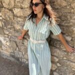 MIDI RELAXED DRESS-GREEN STRIPES